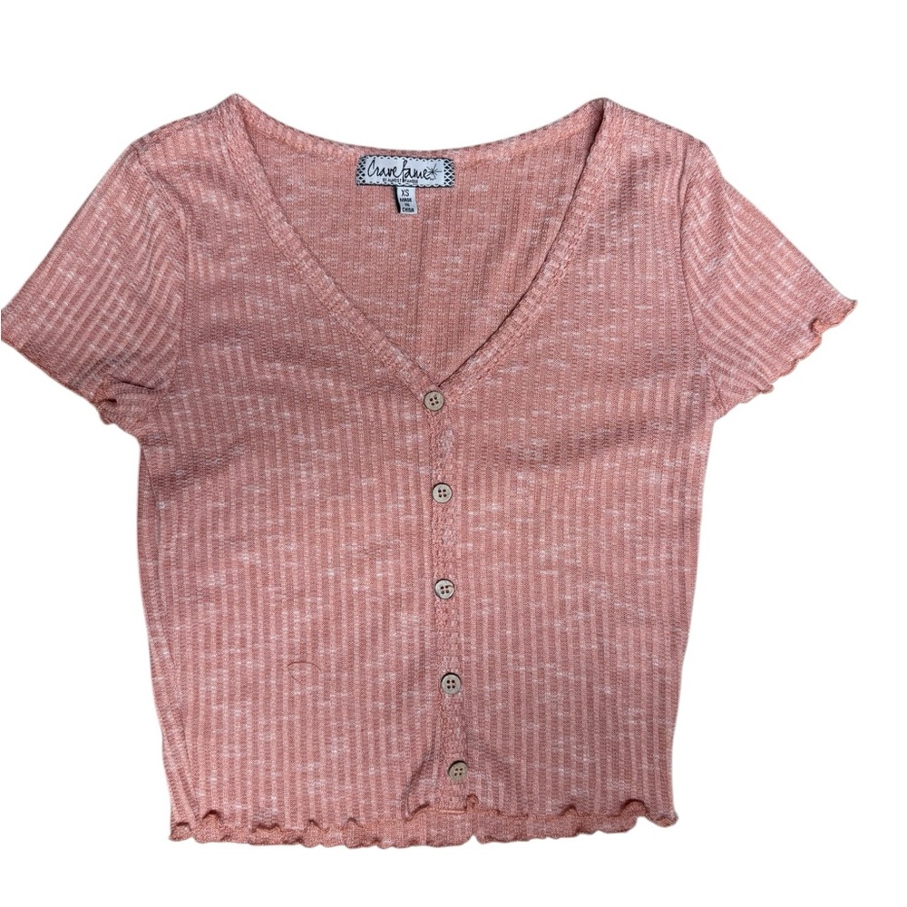 Crave Fame by Almost Famous Pink/Coral Ribbed Knit Top